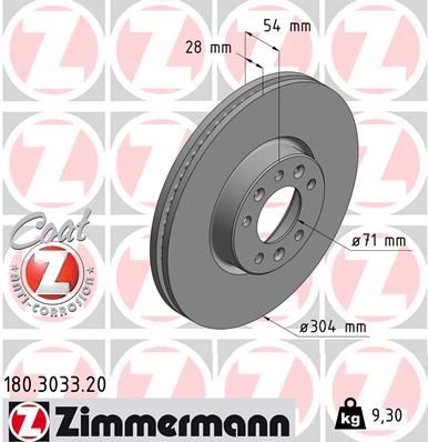 Диск тормозной ZIMMERMANN 180303320