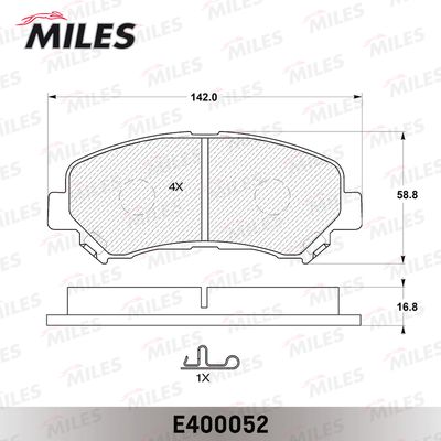 Колодки тормозные передние Miles E400052