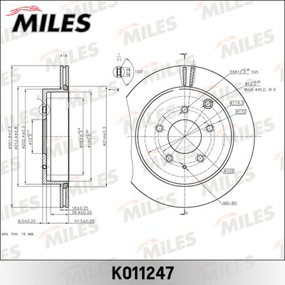 Диск тормозной задний Miles K011247