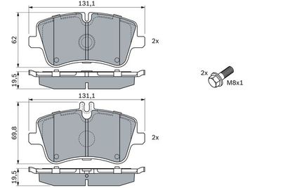 Колодки тормозные передние BOSCH 0986424517