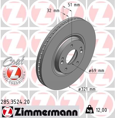 Диск тормозной ZIMMERMANN 285352420