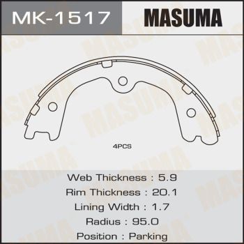Колодки стояночного тормоза Masuma MK1517