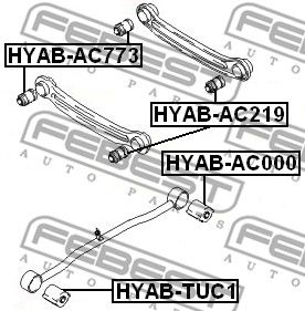 Сайлентблок задней продольной тяги FEBEST HYABAC000