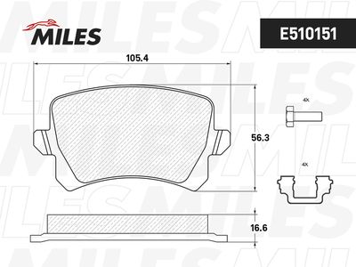 Колодки тормозные задние Miles E510151