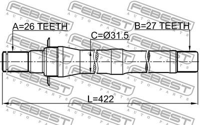 Полуось правая FEBEST 1212IX35MT5