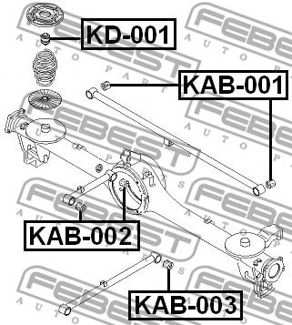 Сайлентблок задней продольной тяги FEBEST KAB002
