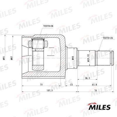 ШРУС внутренний левый Miles GA10080