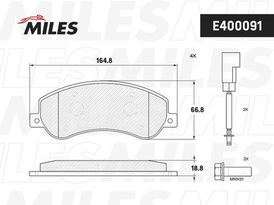 Колодки тормозные передние с датчиком Miles E400091