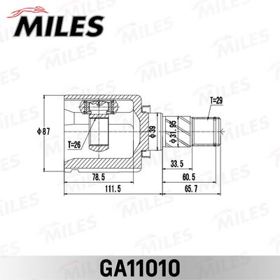 ШРУС внутренний левый Miles GA11010