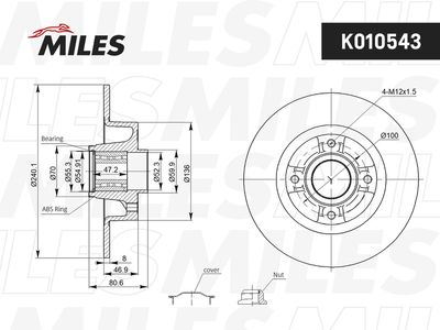 Диск тормозной задний с подшипником Miles K010543