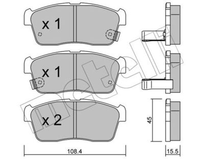 Комплект колодок для дискового тормоза METELLI 2204150