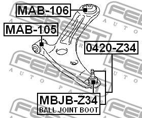 Сайлентблок рычага переднего FEBEST MAB105