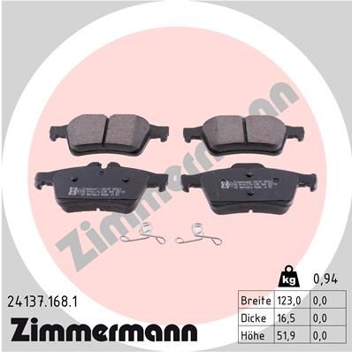 Колодки тормозные дисковые ZIMMERMANN 241371681
