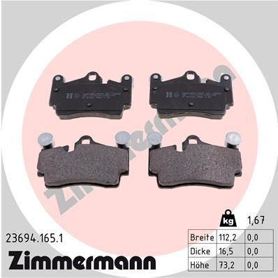 Колодки тормозные дисковые ZIMMERMANN 236941651