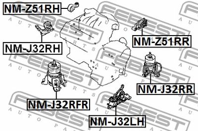 Подушка двигателя правая FEBEST NMZ51RH