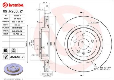 Диск тормозной BREMBO 09N26621