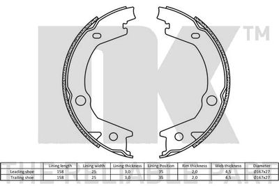 Колодки тормозные барабанные NK 2734745