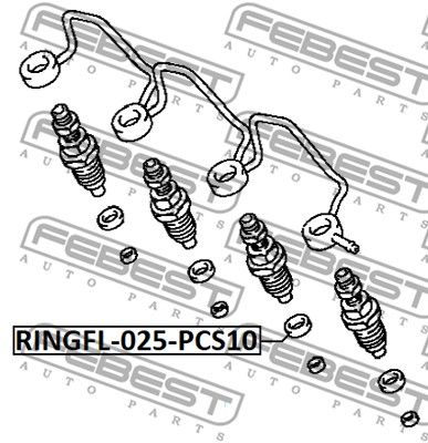 Кольцо уплотнительное форсунки впрыска топлива FEBEST RINGFL025PCS10