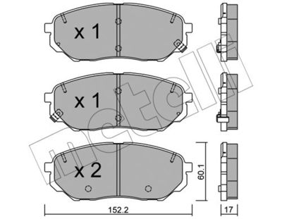 Комплект колодок для дискового тормоза METELLI 2210960