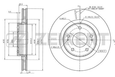 Диск тормозной передний Zekkert BS5327