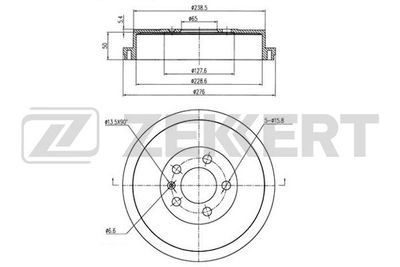 Барабан тормозной задний Zekkert BS6016