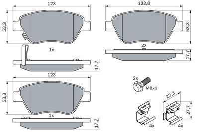 Комплект колодок для дискового тормоза BOSCH 0986494092