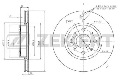 Диск тормозной передний Zekkert BS5008