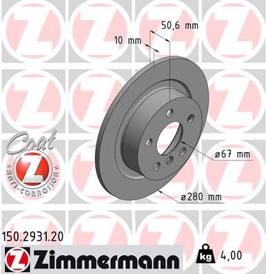 Диск тормозной ZIMMERMANN 150293120