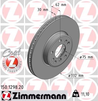 Диск тормозной ZIMMERMANN 150129820