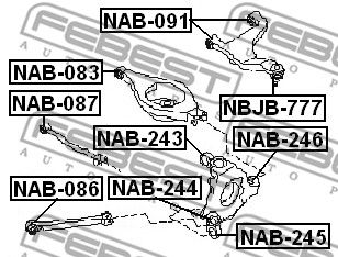 Сайлентблок задней продольной тяги FEBEST NAB086