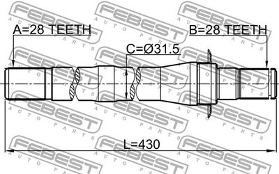 Полуось правая FEBEST 1212CM10AT4WD