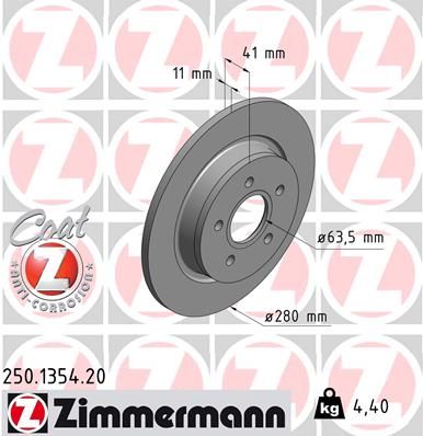 Диск тормозной задний ZIMMERMANN 250135420