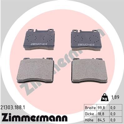 Колодки тормозные передние ZIMMERMANN 213031881