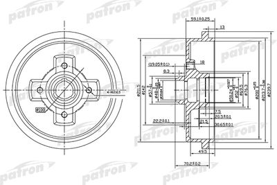 Барабан тормозной задний PATRON PDR1208