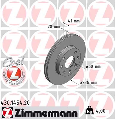 Диск тормозной ZIMMERMANN 430145420