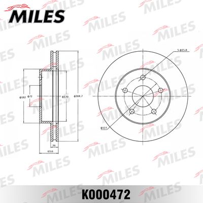 Диск тормозной передний Miles K000472