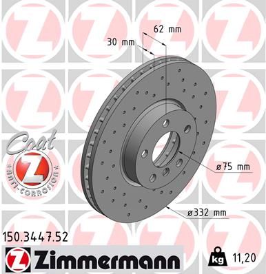 Диск тормозной ZIMMERMANN 150344752