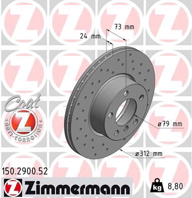 Диск тормозной ZIMMERMANN 150290052