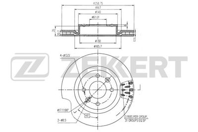 Диск тормозной передний Zekkert BS5107