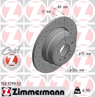 Диск тормозной задний ZIMMERMANN 150129952