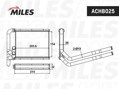 Радиатор отопителя Miles ACHB025