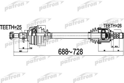 Полуось передний мост слева PATRON PDS0529