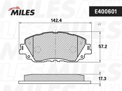 Колодки тормозные передние Miles E400601