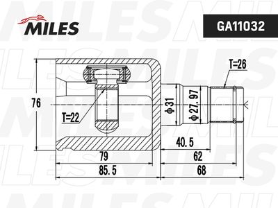 ШРУС внутренний левый Miles GA11032