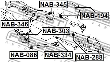 Сайлентблок задней балки FEBEST NAB345