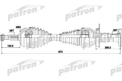 Полуось правая PATRON PDS4502
