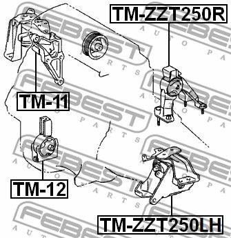 Подушка двигателя левая FEBEST TMZZT250LH