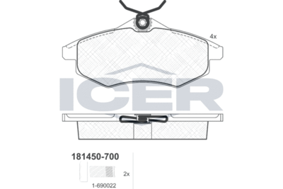 Колодки тормозные дисковые ICER 181450700
