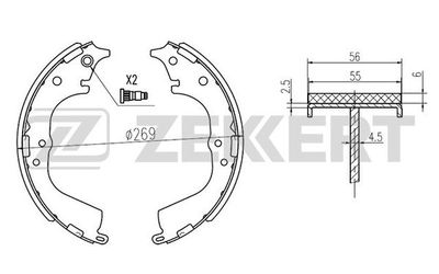 Колодки тормозные задние барабанные Zekkert BK4107