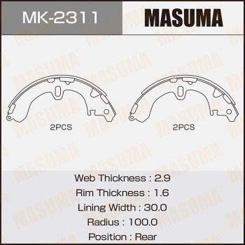Колодки тормозные барабанные Masuma MK2311